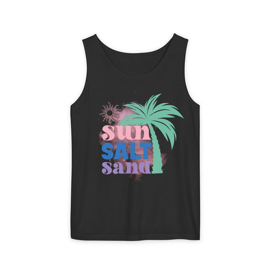 Retro Palm Tree Tank Top Tank Top Printify Black XS
