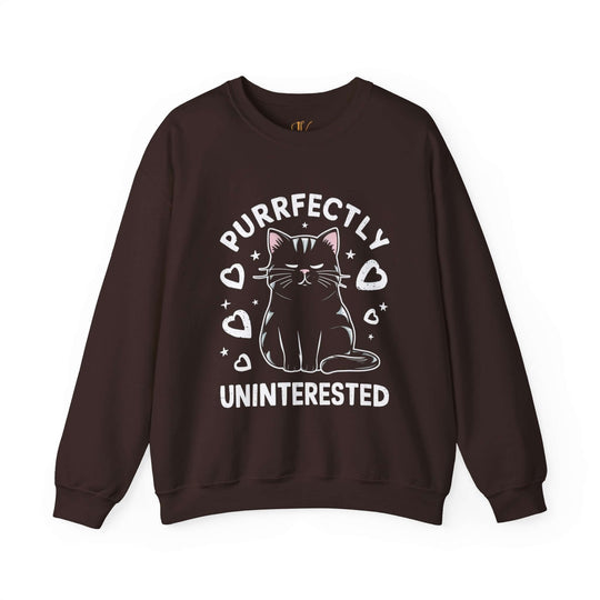 Cat Lover Sweatshirt | Purrfectly Uninterested Sweatshirt Printify S Dark Chocolate