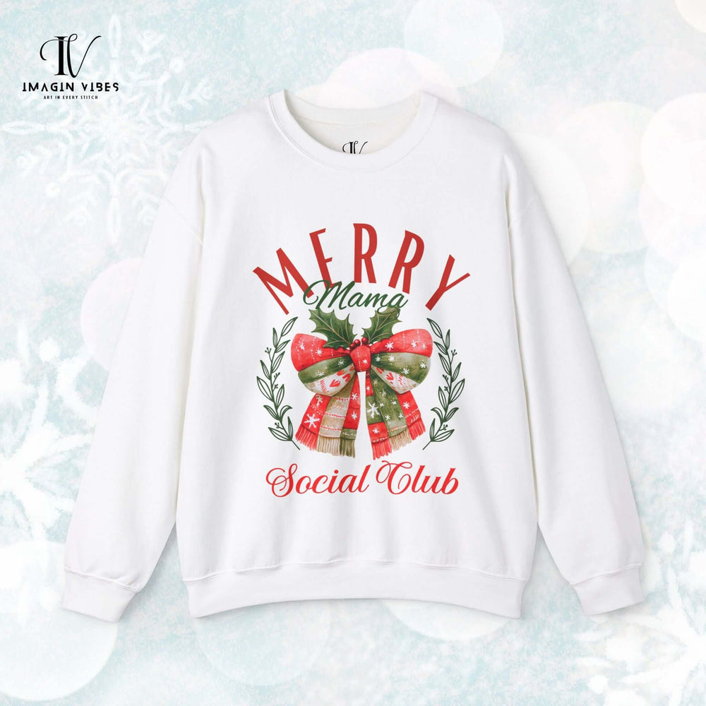 Christmas Merry Mama Sweatshirt Sweatshirt Printify S White