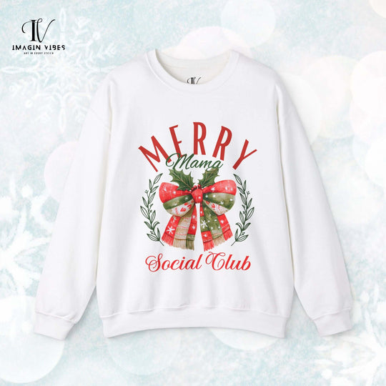 Christmas Merry Mama Sweatshirt Sweatshirt Printify S White