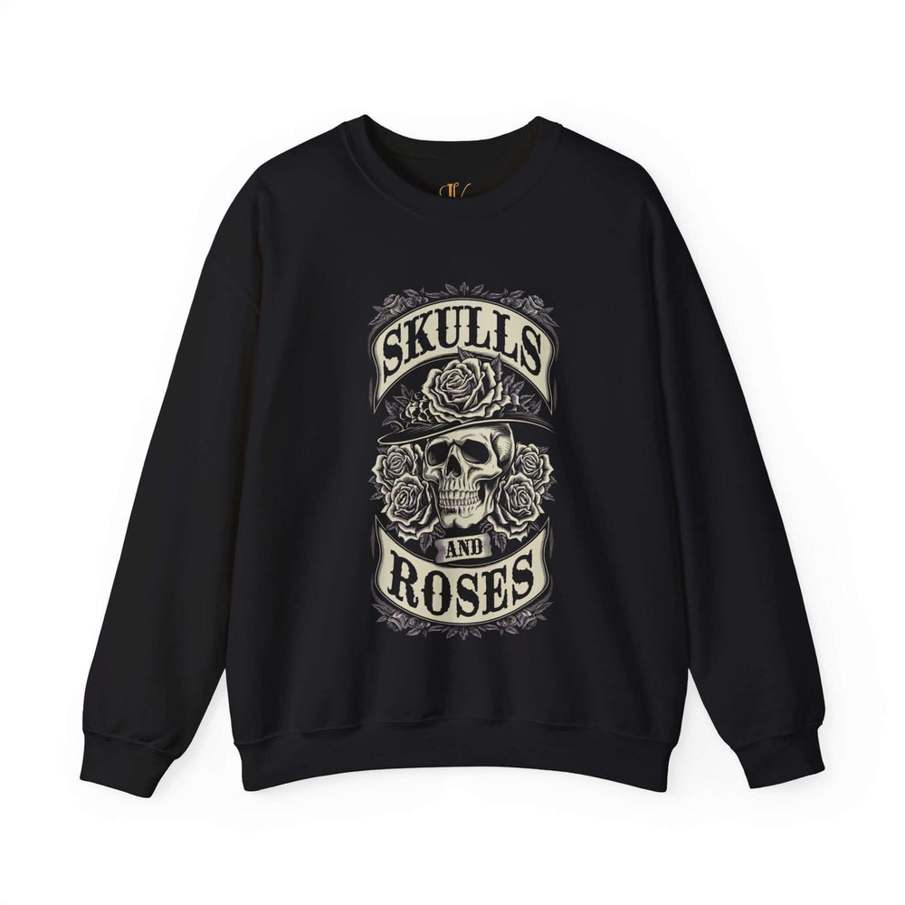 Skulls and Roses Sweatshirt Sweatshirt Printify S Black