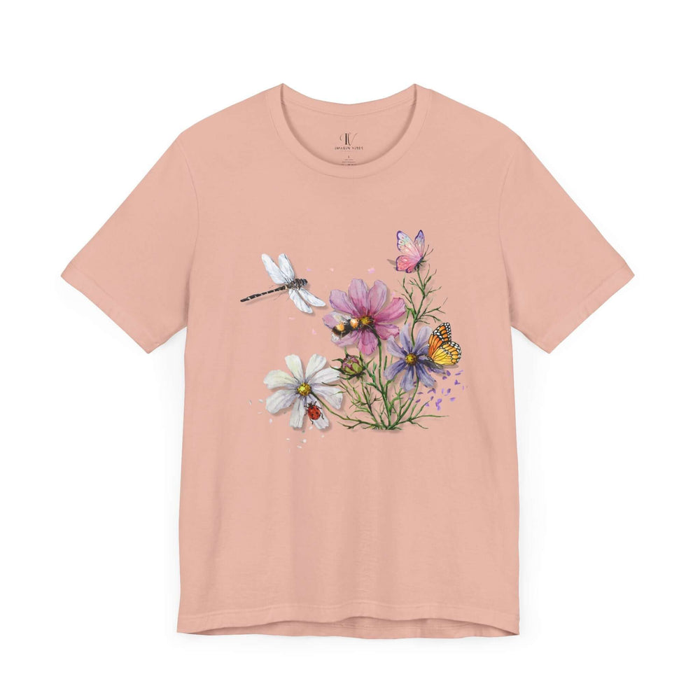Dragonfly Nature-Inspired Tee Watercolor T-Shirt Printify Peach XS