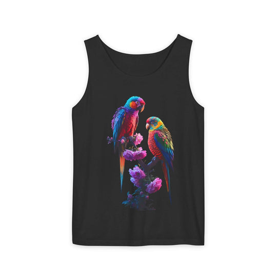 Tropical Parrot Tank Top Tank Top Printify Black XS