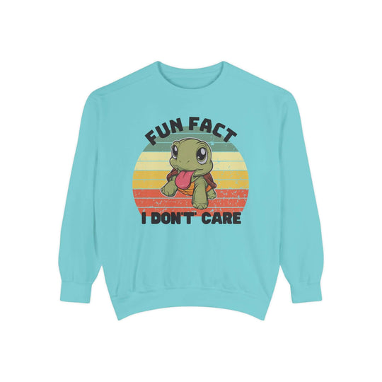 Turtle Funny Sweatshirt 'Fun Fact: I Don't Care' Sweatshirt Printify Chalky Mint S