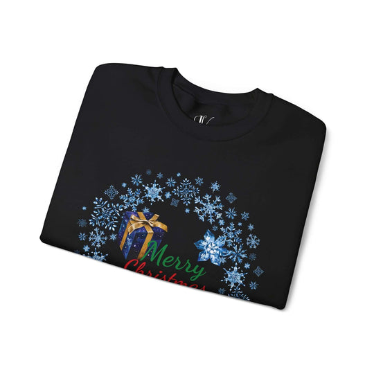 Wreath Merry Christmas Sweatshirt Sweatshirt Printify