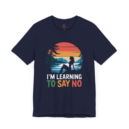 Retro Woman Tee - 'I'm Learning to Say No' T-Shirt Printify Navy XS
