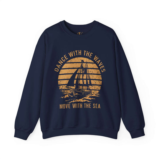 Nautical Sunset Sweatshirt - Dance with the Waves Sweatshirt Printify S Navy
