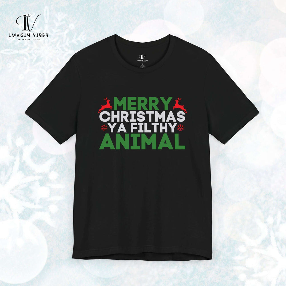 Christmas Tee Merry Christmas Ya Filthy Animal T-Shirt Printify Black XS