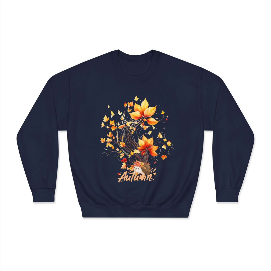 Hedgehog Autumn Vibes: Cozy Fall Pullover Sweatshirt Printify Navy S