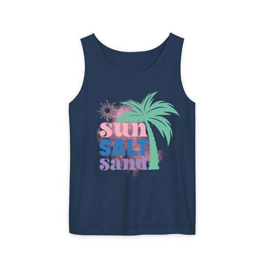 Retro Palm Tree Tank Top Tank Top Printify True Navy S