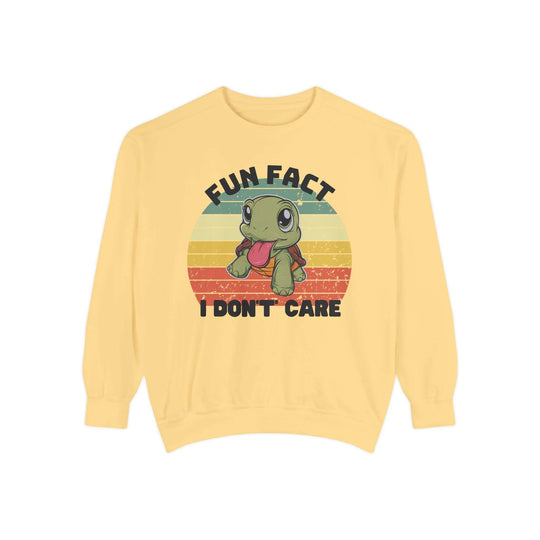 Turtle Funny Sweatshirt 'Fun Fact: I Don't Care' Sweatshirt Printify Butter S