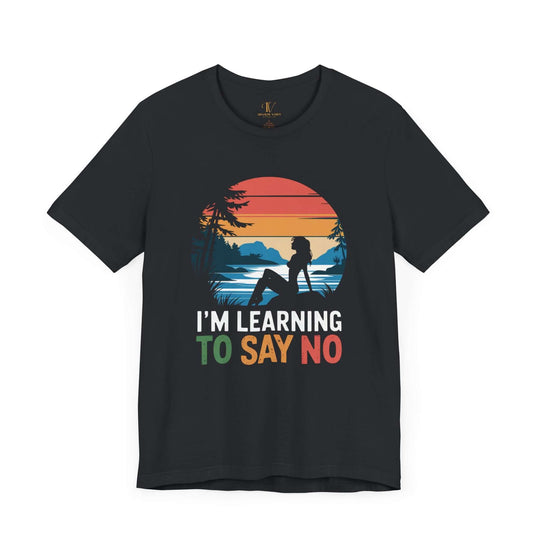 Retro Woman Tee - 'I'm Learning to Say No' T-Shirt Printify Vintage Black XS