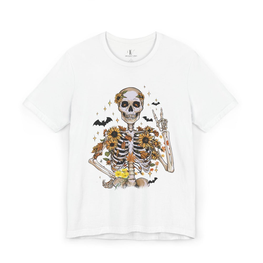 Skeleton Sunflower Tee T-Shirt Printify White XS