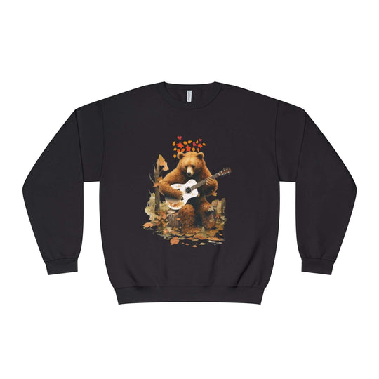 Bear Playing Guitar Sweatshirt Sweatshirt Printify Black XL