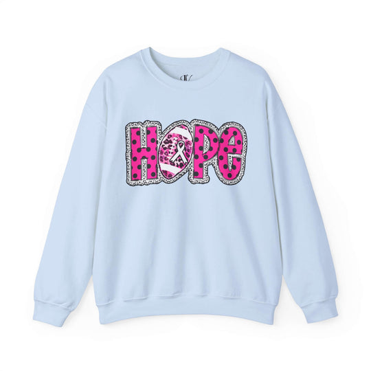 Hope Breast Cancer Football Sweatshirt Sweatshirt Printify S Light Blue