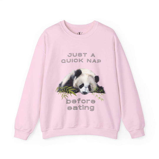 Sleeping Panda Sweatshirt - Just a Quick Nap Before Eating Sweatshirt Printify Light Pink S