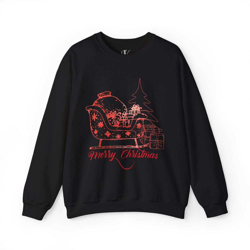 Santa's Sleigh Ride Sweatshirt: Cozy Christmas Fun Sweatshirt Printify S Black