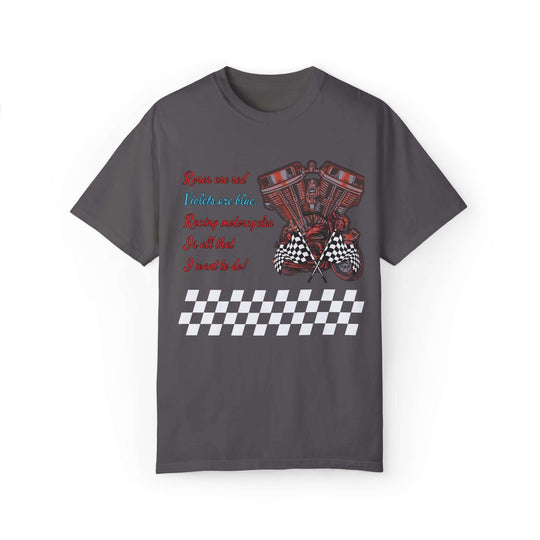 "Race Fuel & Rhymes" Motorcycle Engine Tee T-Shirt Printify Graphite S