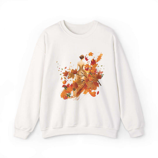 Autumn Woman Crewneck Sweatshirt Sweatshirt Printify S White