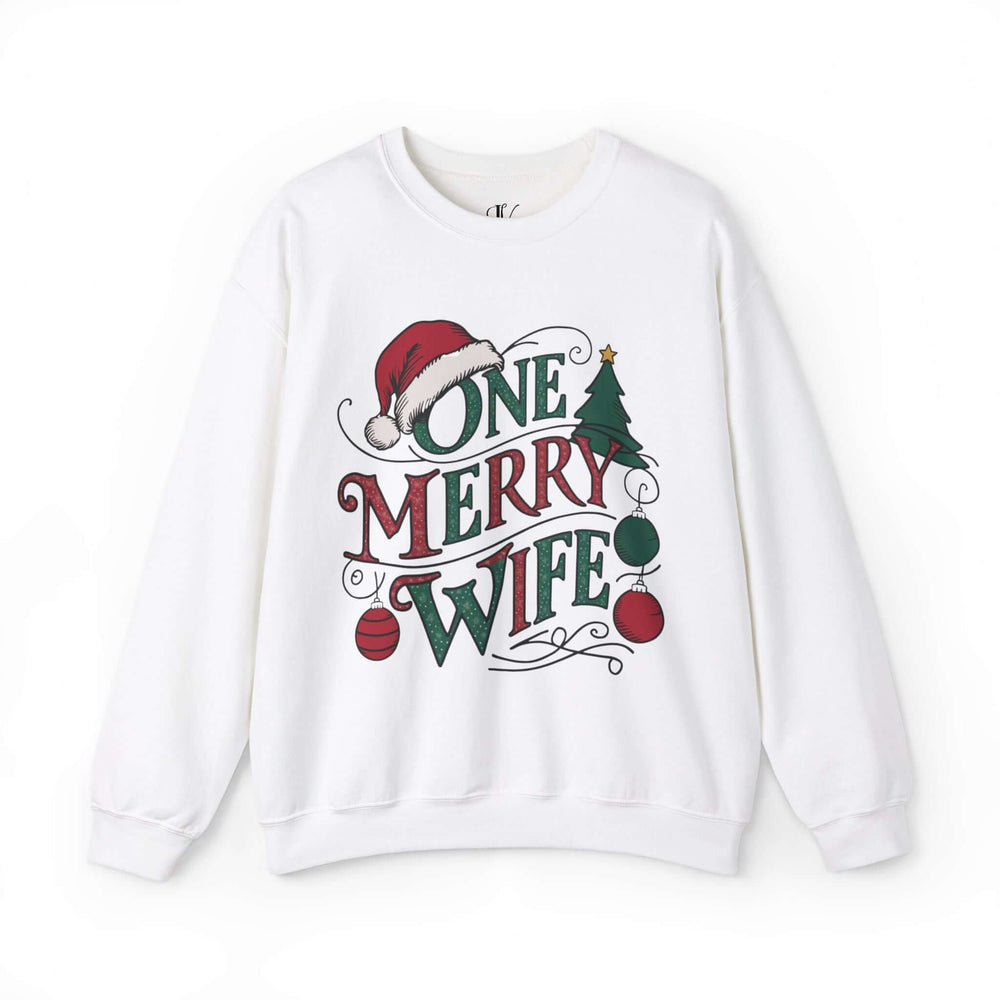 One Merry Wife Christmas Sweatshirt Sweatshirt Printify S White