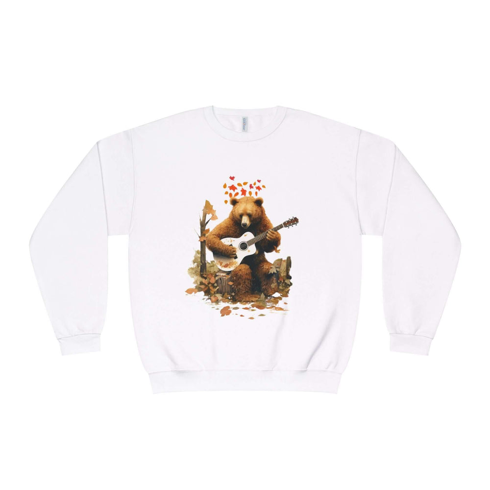 Bear Playing Guitar Sweatshirt Sweatshirt Printify White S