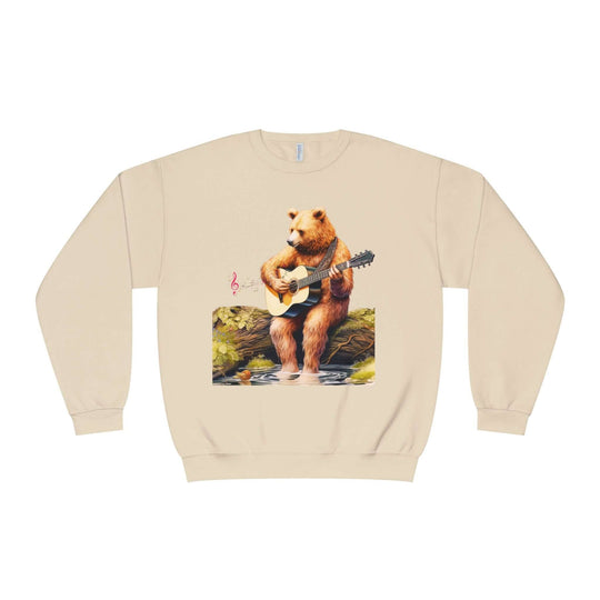 Bear Playing Guitar Sweatshirt Sweatshirt Printify Sandstone S