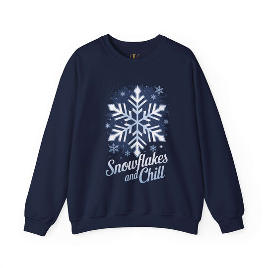 Winter Snowflakes Crewneck Sweatshirt - Snowflakes and Chill Sweatshirt Printify S Navy