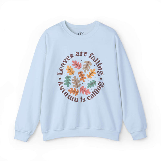 Leaves Are Falling: Autumn Boho Sweatshirt Sweatshirt Printify S Light Blue