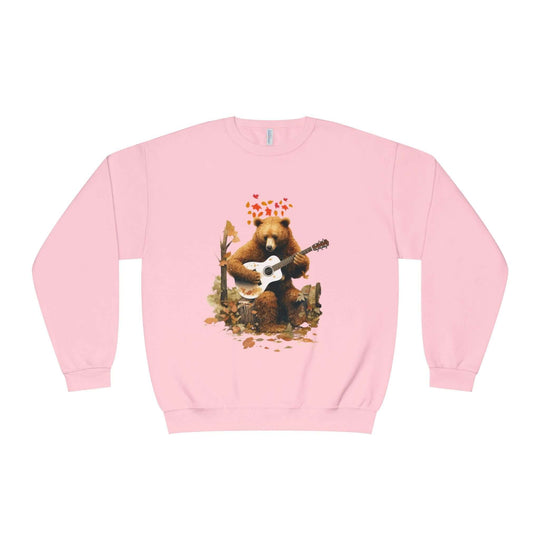 Bear Playing Guitar Sweatshirt Sweatshirt Printify Classic Pink M