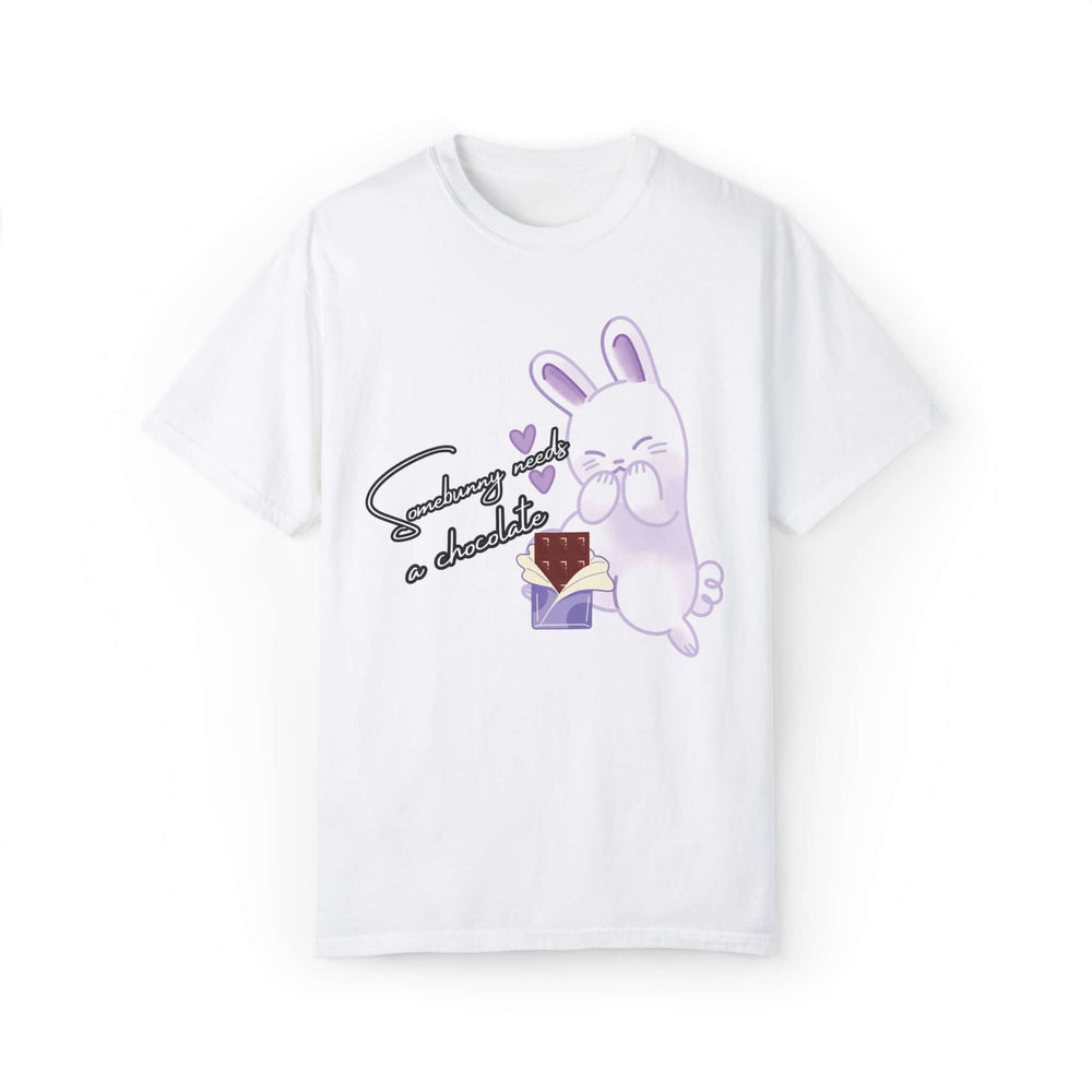 Funny Bunny T-shirt - Somebunny Needs Chocolate T-Shirt Printify White S