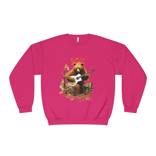 Bear Playing Guitar Sweatshirt Sweatshirt Printify Cyber Pink S