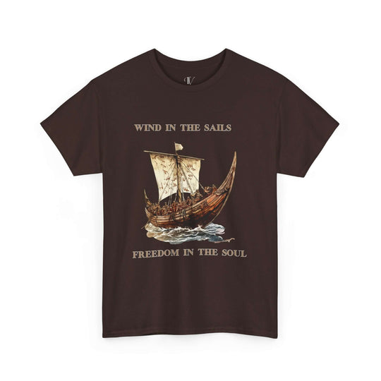 Set Sail in Style: Viking Cruise Tee - "Freedom in Your Soul" T-Shirt Printify Dark Chocolate S