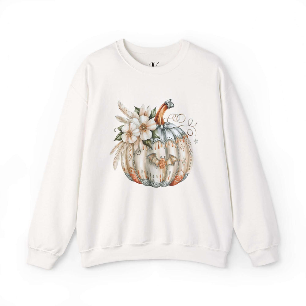 Boho Pumpkin Halloween Sweatshirt Sweatshirt Printify S White