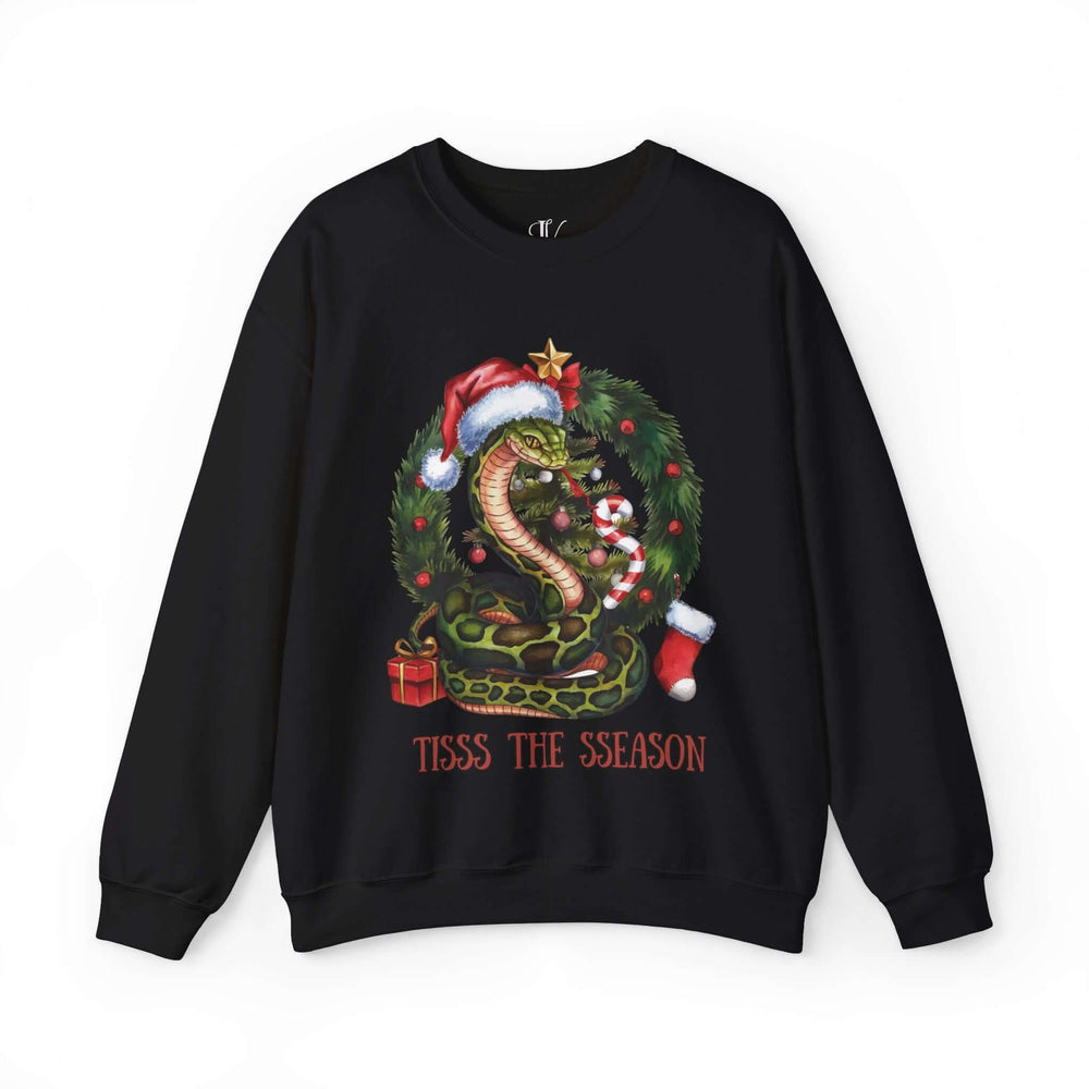 Tis the Season: Snake Christmas Sweatshirt Sweatshirt Printify S Black