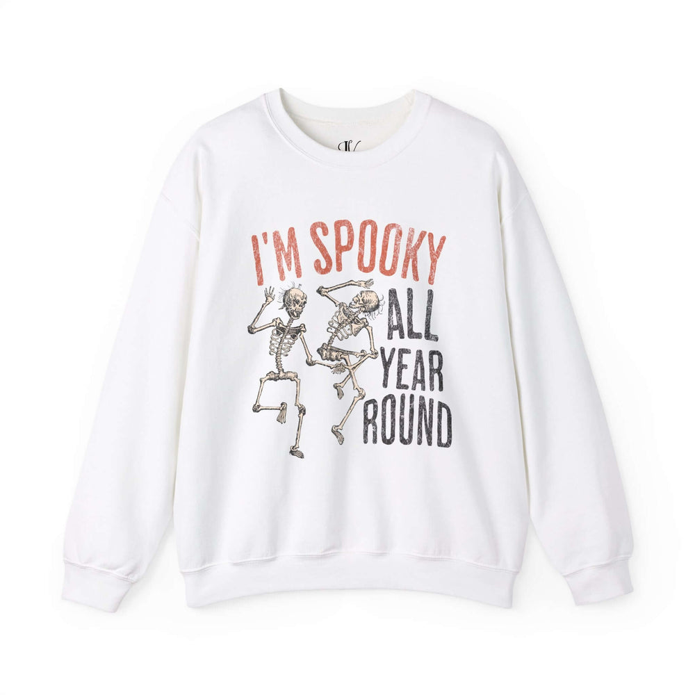 Skeleton Dance Sweatshirt Sweatshirt Printify S White