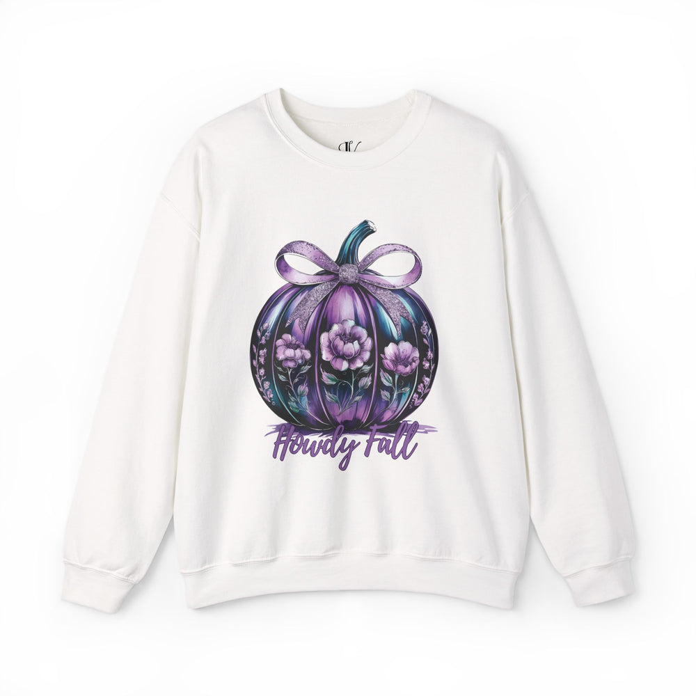 Howdy Fall: Coquette Pumpkin Sweatshirt Sweatshirt Printify S White