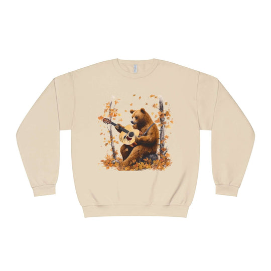 Bear Guitar Sweatshirt - Autumn Nature Theme Sweatshirt Printify Sandstone S