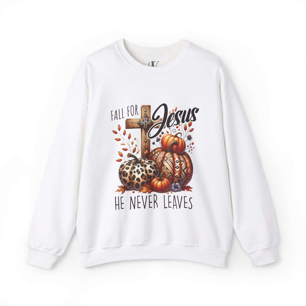 Fall for Jesus: Christian Fall Sweatshirt Sweatshirt Printify L White