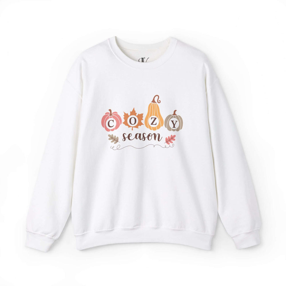 Cozy Season Fall Boho Sweatshirt Sweatshirt Printify S White