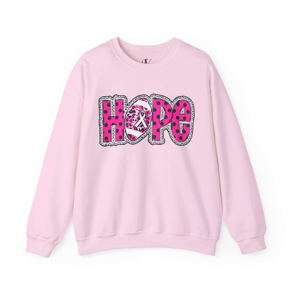 Hope Breast Cancer Football Sweatshirt Sweatshirt Printify S Light Pink