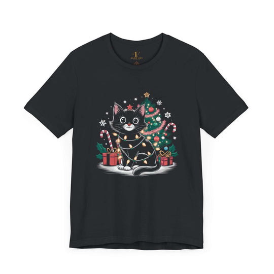 Cat Christmas Tee - Feline Festive T-Shirt Printify Vintage Black XS