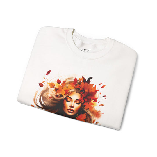 Autumn Woman Graphic Sweatshirt Sweatshirt Printify