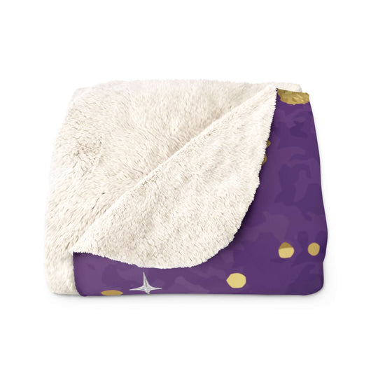 Sherpa Fleece Blanket - Dreamy Panda on Moon Home Decor Printify