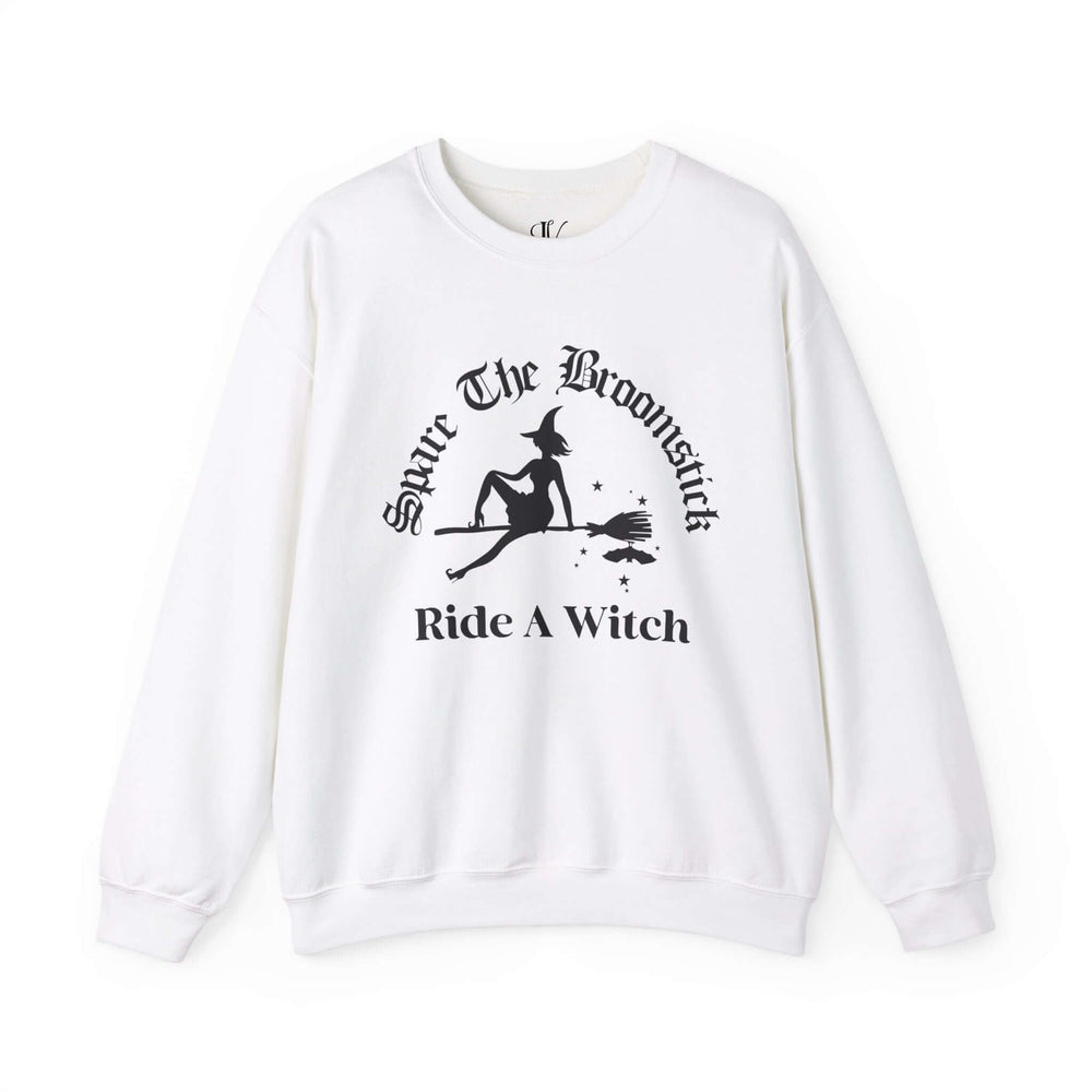 Spare The Broomstick Ride A Witch Halloween Sweatshirt Sweatshirt Printify S White