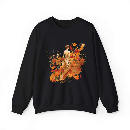 Autumn Woman Crewneck Sweatshirt Sweatshirt Printify S Black