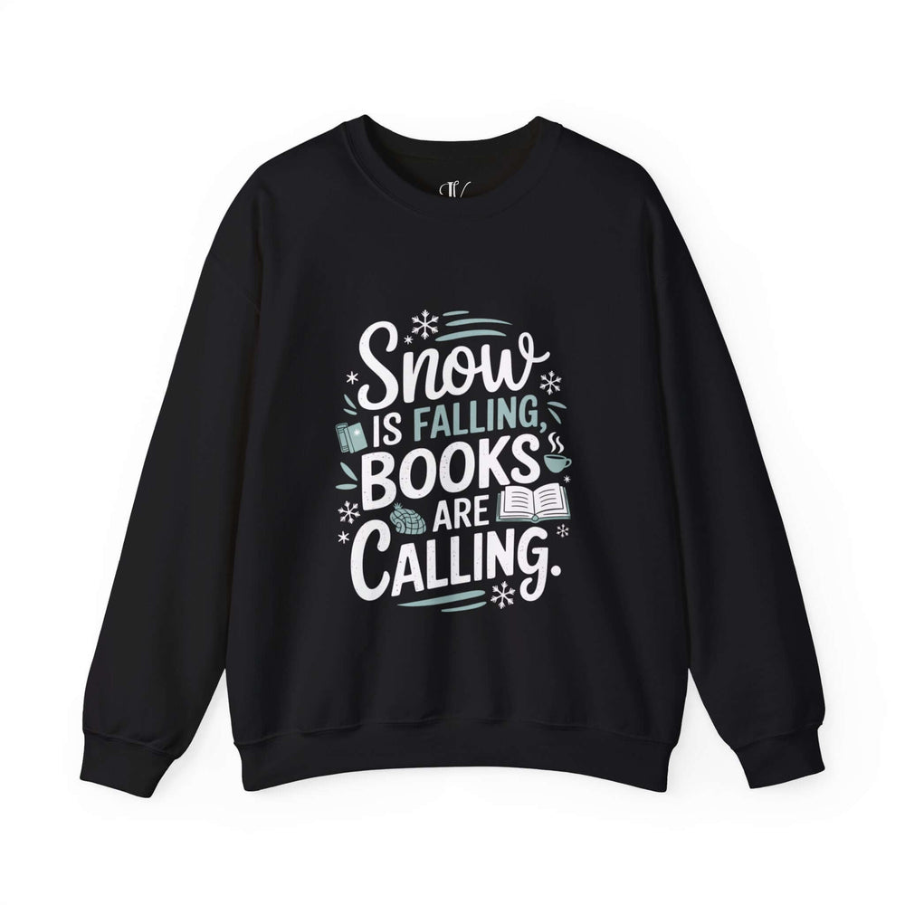 Winter Book Lover Sweatshirt Sweatshirt Printify S Black