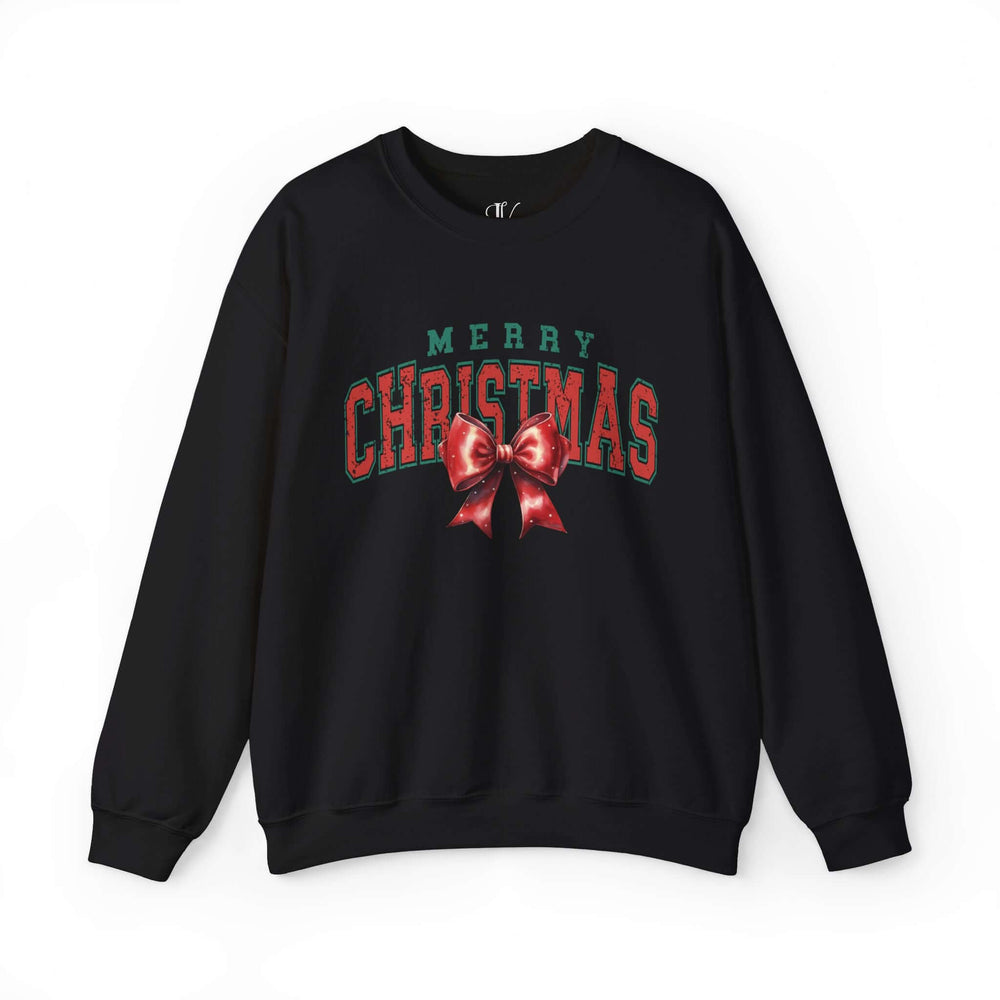 Coquette Merry Christmas Vintage Sweatshirt Sweatshirt Printify S Black