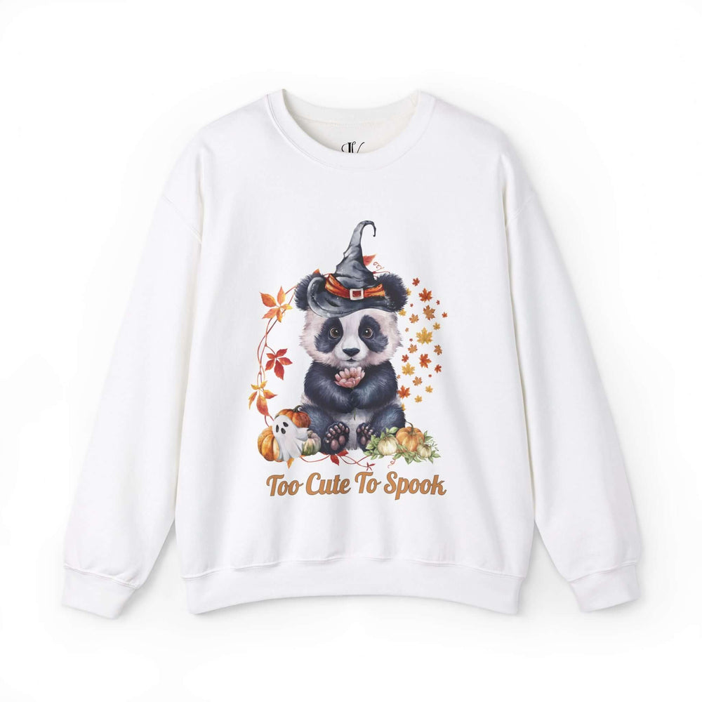 Too Cute to Spook: Panda Halloween Sweatshirt Sweatshirt Printify S White