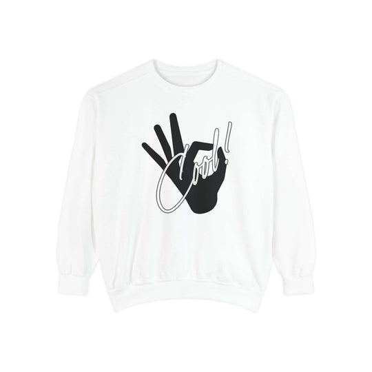 Cool Hand Gesture Unisex Sweatshirt Sweatshirt Printify White S