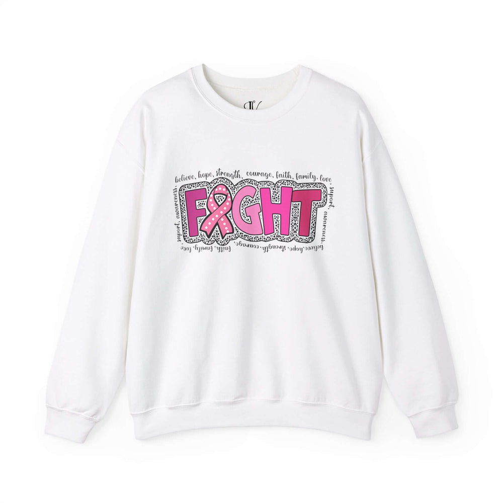Fight Breast Cancer Sweatshirt Sweatshirt Printify S White